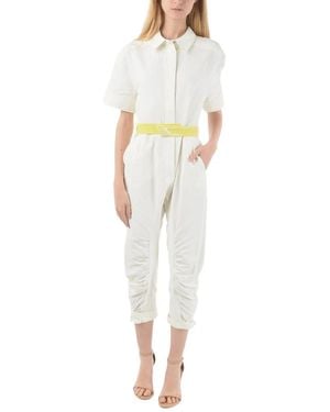 Stella McCartney Belted Short-Sleeve Jumpsuit - White