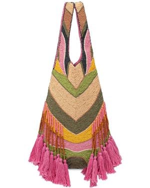 Never Fully Dressed Beaded Tassel Tote Bag - White