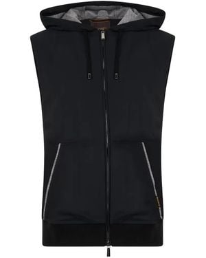 Moorer Sleeveless Hooded Waistcoat - Black