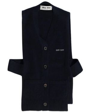 Miu Miu V-Neck Logo Vest - Blue
