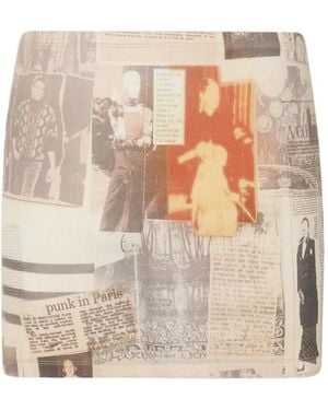 Jean Paul Gaultier Newspaper-Print Mini Skirt - Natural