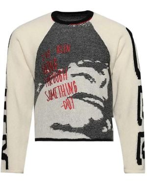 RRR123 Graphic Knit Jumper - White
