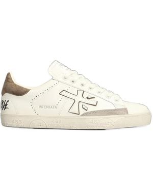 Premiata Steven Logo-Patch Sneakers - Natural
