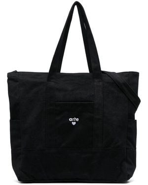 Arte' Sac cabas à logo brodé - Noir