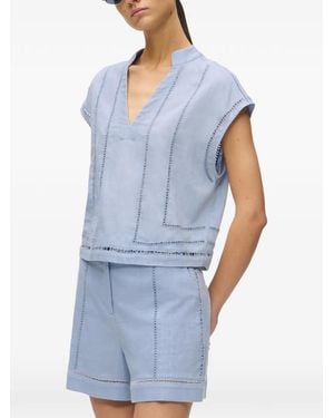 KARL LAGERFELD Embroidered-Detail Blouse - Blue