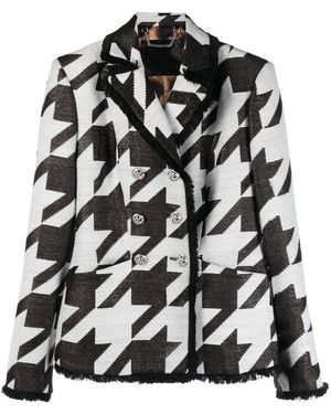 Philipp Plein Houndstooth-Print Tweed Jacket - Black