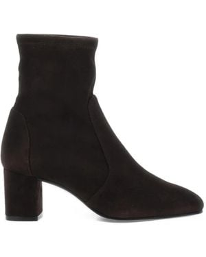 Stuart Weitzman Yulia Suede Block-Heel Ankle Boots - Black