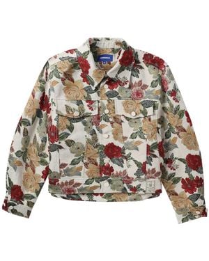 Adererror Embroidered-Floral Shirt Jacket - Natural