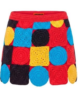 Simon Miller Beep Beep Crochet-Patchwork Mini Skirt - Red