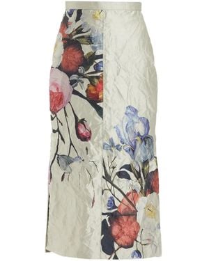 Erdem Floral Midi Pencil Skirt - White