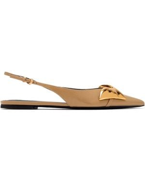 SCHUTZ SHOES Bow-Embellished Slingback Flats - Natural