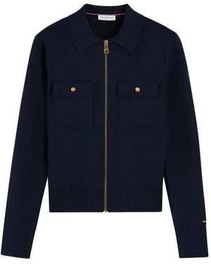 Tommy Hilfiger Cárdigan Con Cremallera Y Bolsillo - Azul