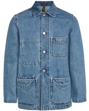 Drake's Washed-Finish Denim Jacket - Blue