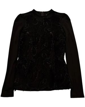 Maison Margiela Paisley-Lace Long-Sleeve Top - Black