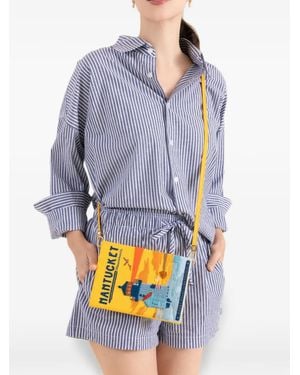 Olympia Le-Tan Nantucket Embroidered Book Clutch Bag - Blue