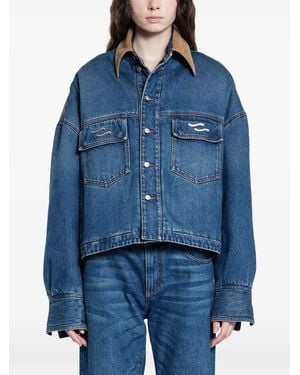 Ssheena Veste En Jean À Col Contrastant - Blue