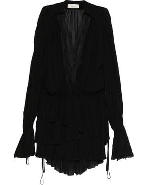 Blumarine Lace-Trim Mini Dress - Black