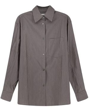Tonywack Chemise Oversize Rayée À Bords Francs - Gris