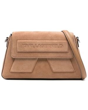 Karl Lagerfeld Ikon Suede Cross Body Bag - Brown