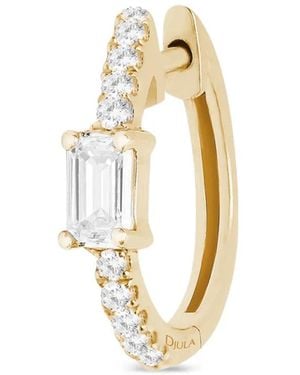 Djula Pendiente De Aro Con Diamantes - Metálico