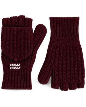 Miu Miu Fingerlose Handschuhe Aus Wolle Und Kaschmir - Lila