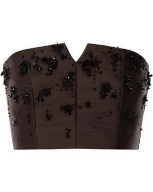 Alberta Ferretti Sequin-Embellished Corset Top - Black
