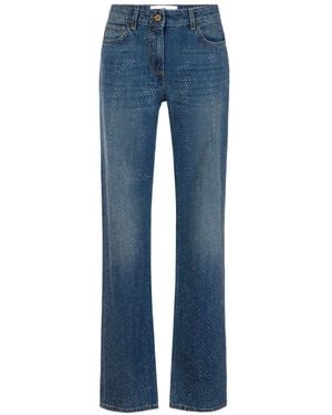 Elisabetta Franchi Palazzo Jeans With Rhinestones - Blue