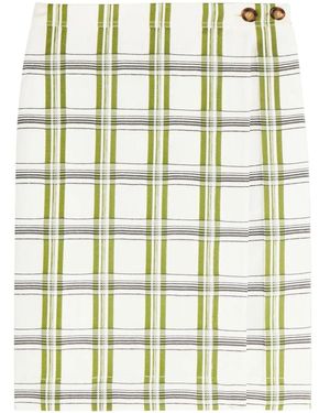 Victoria Beckham Check Wrap Skirt - Green