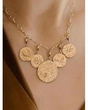 Azlee Collar Of The Stars Cancer en oro amarillo de 18 ct con colgante - Marrón