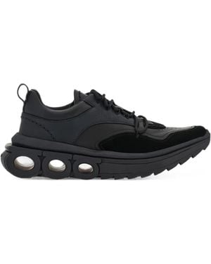 Ferragamo Cutout-Sole Leather Sneakers - Black