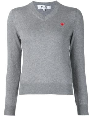COMME DES GARÇONS PLAY Mini Heart V-Neck Jumper - Grey