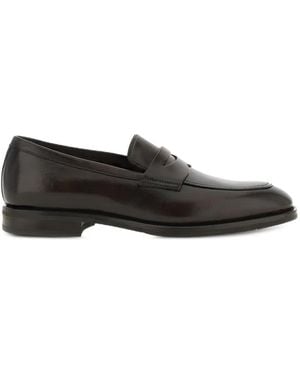 Santoni Gregor Leather Loafers - Black