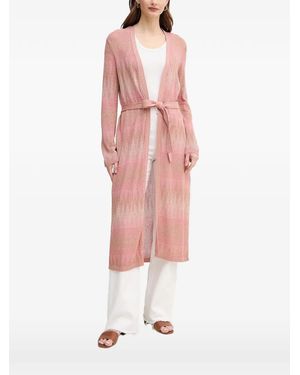 Ouí Belted Patterned Cardigan - White