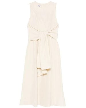 ROSSO35 Bow-Belted Midi Dress - White