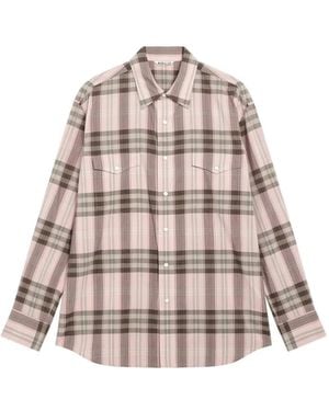 AURALEE Check-Print Pocket-Detail Shirt - Pink
