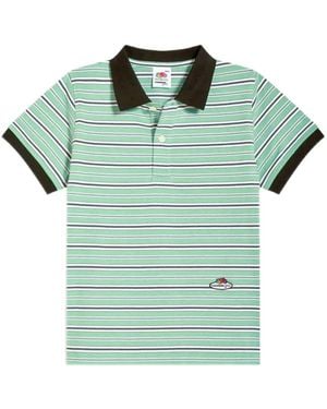 HOMMEGIRLS X Fruit Of The Loom Striped Cotton Polo Top - Green