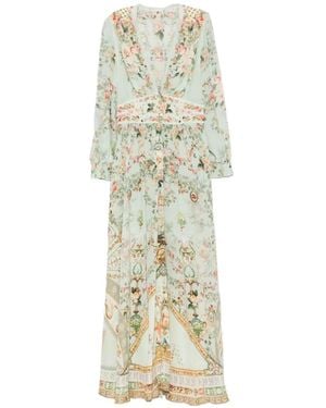 CAMILLA Floral-Print V-Neck Maxi Dress - White