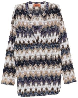 Missoni Zigzag-Pattern V-Neck Top - White