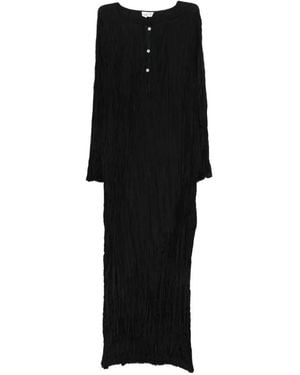 P.A.R.O.S.H. Button-Fastening Textured Midi Dress - Black