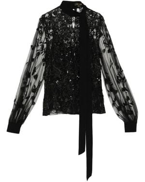 Zuhair Murad Floral-Embroidered Blouse - Black