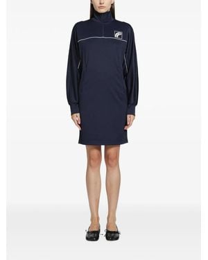 MM6 by Maison Margiela Piped Logo-Print Mini Dress - Blue