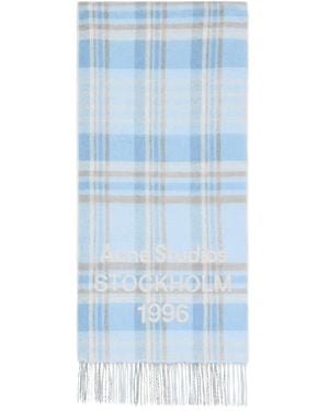 Acne Studios Karierter Schal Mit Fransen - Blau