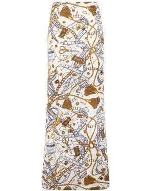Moschino Graphic-Print Maxi Skirt - White