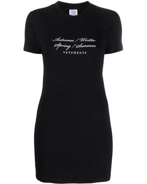 Vetements Graphic-Print T-Shirt Minidress - Black