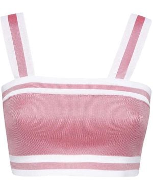 Balmain Débardeur Zippé À Rayures - Rose