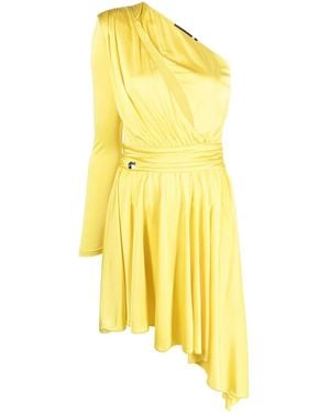 Philipp Plein Pleated One-Shoulder Dress - Yellow