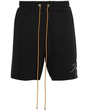 Rhude Logo-Embroidered Piqué Shorts - Black