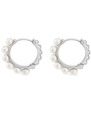 Dower & Hall Medium Timeless Pearl Huggie Earrings - White