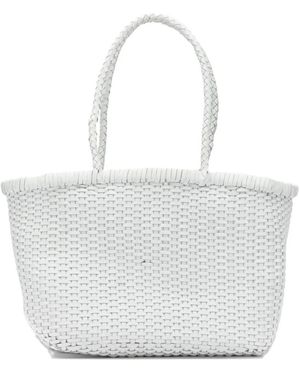Dragon Diffusion Small Woven Leather Shoulder Bag - White