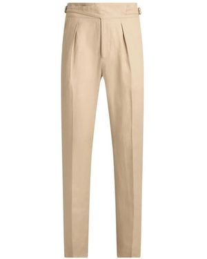Polo Ralph Lauren Pleated Buckled-Waistband Trousers - Natural